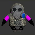 Tactical Weapon Character In Camouflage Uniform With Silver Gas Mask And Pink Sleeves