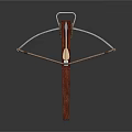 Crafted Detailed Traditional Crossbow With Wooden Stock And Metal Bow Parts
