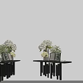 Elegant Vase With White Flowers And Green Leaves On Black Tables Home Decor