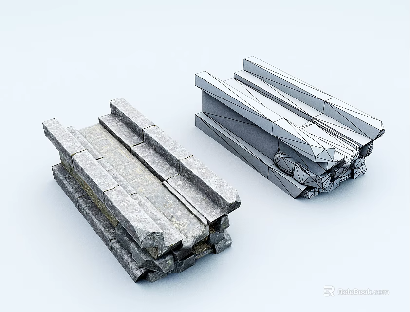 Building Exterior Wall With Modern Stacked Metal Strip Panel Structure Design 3d model