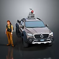 Brown SUV With Roof Mounted Detection Device And Outdoor Gear Woman