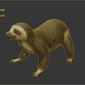 Realistic Sloth Figure With Brown And White Fur Standing Posture And Detailed Texture
