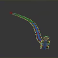 Game Film Character Curved Mechanical Tail With Multiple Joints Colorful Lights And Reflective Surface