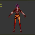 Futuristic Sci fi Character Wearing Orange Black Outfit With Goggles And Mechanical Armor