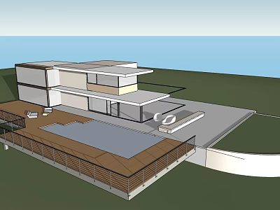 Modern Detached Villa With Sea View Swimming Pool And Terrace Area 3d model