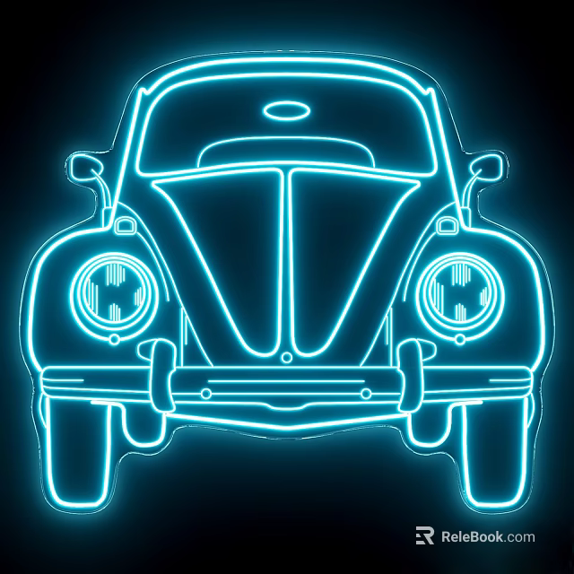 Blue Neon Outdoor Light with Classic Car Silhouette for Decorative 3d model 