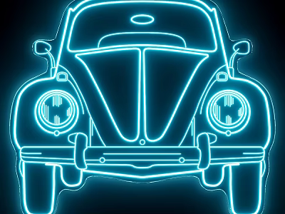 Blue Neon Outdoor Light with Classic Car Silhouette for Decorative 3d model