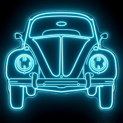 Blue Neon Outdoor Light with Classic Car Silhouette for Decorative 3d model Blue Neon Outdoor Light with Classic Car Silhouette for Decorative 3d model