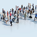 Diverse Group of People with Various Outfits Standing and Interacting in Open Space