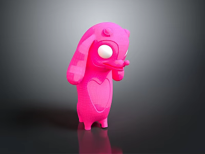 Cute Pink Game And Movie Character With Large Eyes Simple Shape Standing Pose 3D Design 3d model