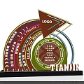 Wayfinding Signage Design Featuring LOGO Tianjin Themed Multicolored Circular 3D Structure