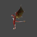 Red And White Mythical Dragon Game Character With Wings And Horns