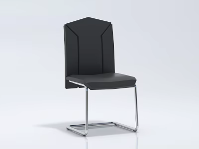 Modern Black Office Chair With Geometric Backrest And Silver Metal Legs 3d model