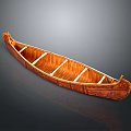Traditional Wooden Watercraft With Classic Canoe Shape And Interior Wooden Seats