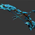 Mythical Blue Ice Crystal Wooden Bow And Arrow With Red Accents