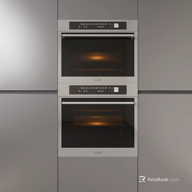 Stainless Steel Built In Double Ovens As Modern Kitchen Appliances 3d model 