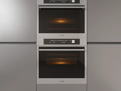 Stainless Steel Built In Double Ovens As Modern Kitchen Appliances 3d model