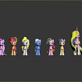 My Little Pony Colorful Game Movie Characters Standing In A Row With Dark Background Reflections