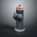 Old Rusty Fire Hydrant With Dark Blue Body Red Orange Top And Metal Knob