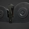Classic Submachine Gun With Black Metal Body Detailed Barrel And Magazine
