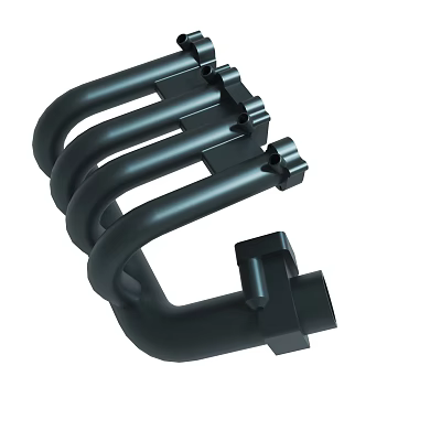 Black Metal Mechanical Component With Curved Tubes And Industrial Design 3d model