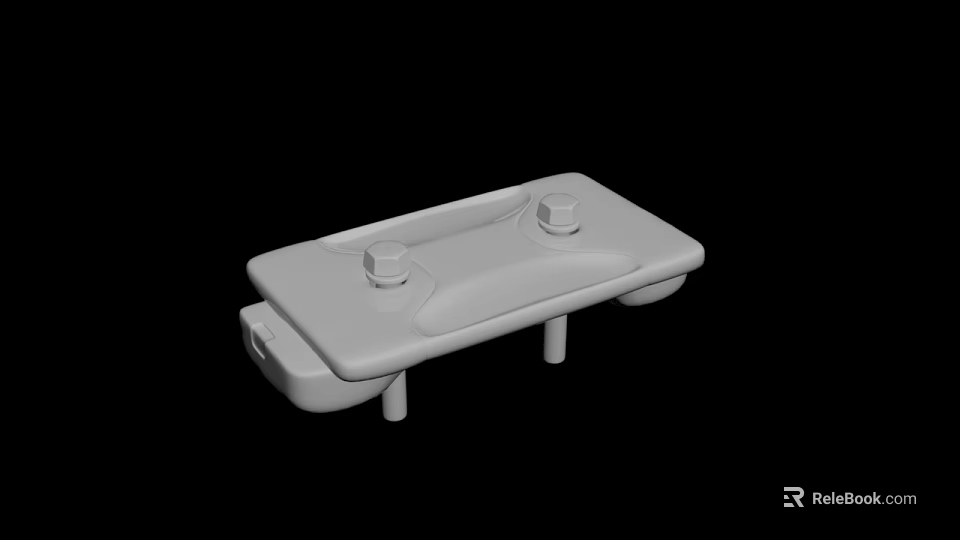 White Plastic Component With Two Knobs And Support Legs 3D Model Design 3d model 