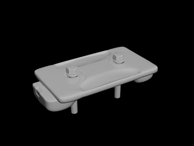 White Plastic Component With Two Knobs And Support Legs 3D Model Design 3d model