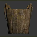 Rustic Wooden Bucket with Rope Handles as Daily Household Living Supplies