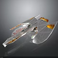 Futuristic White Spacecraft With Aerodynamic Structure And Orange Accents For Cosmic Exploration