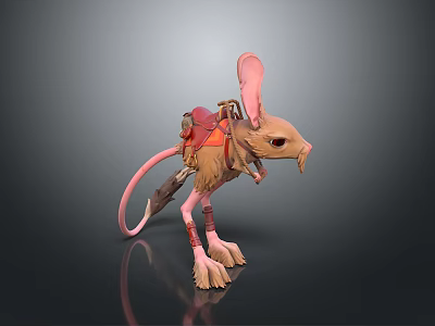 Fantasy Mouse Character Mount With Red Gear Long Ears And Furry Paws 3d model
