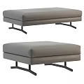 Elegant Modern Gray Upholstered Sofa Stool With Black Metal Legs Design 3d model