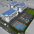 Modern Door Head Security Guard Box Gate Railing Waterscape Parking Lot Basketball Court Green Planting Solar Panel Punched Plate 3d model