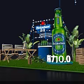 Heineken 0.0 Outdoor Setup Featuring Green Bottle Blue Cooler Chairs And Plants