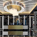 Modern KTV Interior Design With Neon Lights Comfortable Seats And Decorative Ceiling