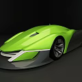 Green Futuristic Convertible Concept Car With Sleek Aerodynamic Body And Stylish Wheels