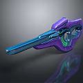 Purple And Blue Sci-Fi Weapon With Glowing Green Accents And Futuristic Design