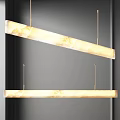 Modern Long Rectangular Chandeliers With Marble Texture And Golden Hanging Rods 3d model