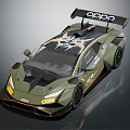Green OPPO Racing Car With Sleek Exterior And Rear Wing Design Details