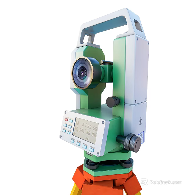 Industrial Equipment Total Station With Digital Display Measurement Lens And Control Panel 3d model 
