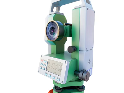 Industrial Equipment Total Station With Digital Display Measurement Lens And Control Panel 3d model