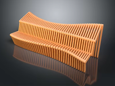 Sleek Modern Outdoor Chair With Curved Wooden Slats And Contemporary Design 3d model
