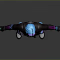 Futuristic Tech Inspired Game Movie Character In Black Outfit With Blue Helmet And Neon Accents