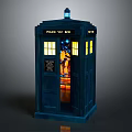 Blue Decorative Police Box Model With Open Door And Interior Lighting