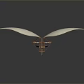 Modern Wing Shaped Decorative Piece With Light Colored Panels And Metal Connecting Frame