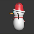 Cute Snowman Ornament With Red Santa Hat Blue Eyes And Striped Scarf