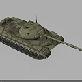 Military Tank With Heavy Duty Tracks Long Barrel Cannon And Detailed Armored Turret Design