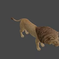 Game Movie Character Lion 3D Model With Brown Mane Standing Pose And Dark Background