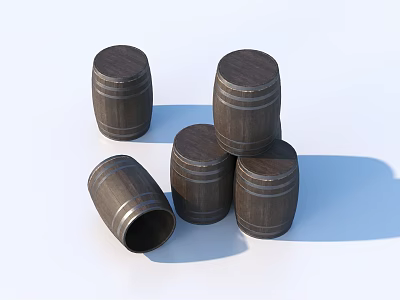 Wooden Barrels As Practical Household Storage Items For Daily Use 3d model