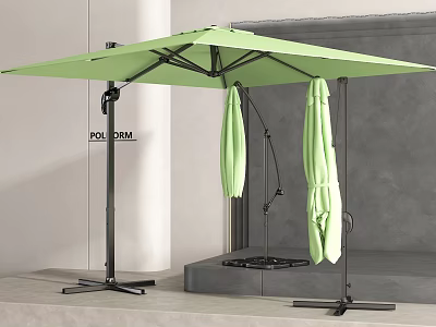 Green Patio Umbrella with Polyester Fabric and Sturdy Frame for Outdoor Garden Use 3d model