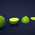 Fresh Green Limes Whole Halved and Sliced on Dark Background